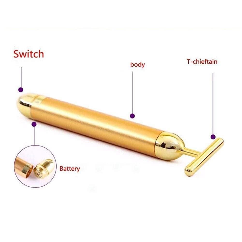 24K Gold Energy Bar Electric Vibrating Facial Massage Roller