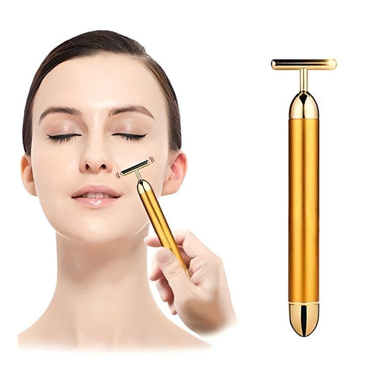 24K Gold Energy Bar Electric Vibrating Facial Massage Roller